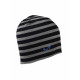 Unisex Merino Skull Cap Beanies Striped Black & Gray