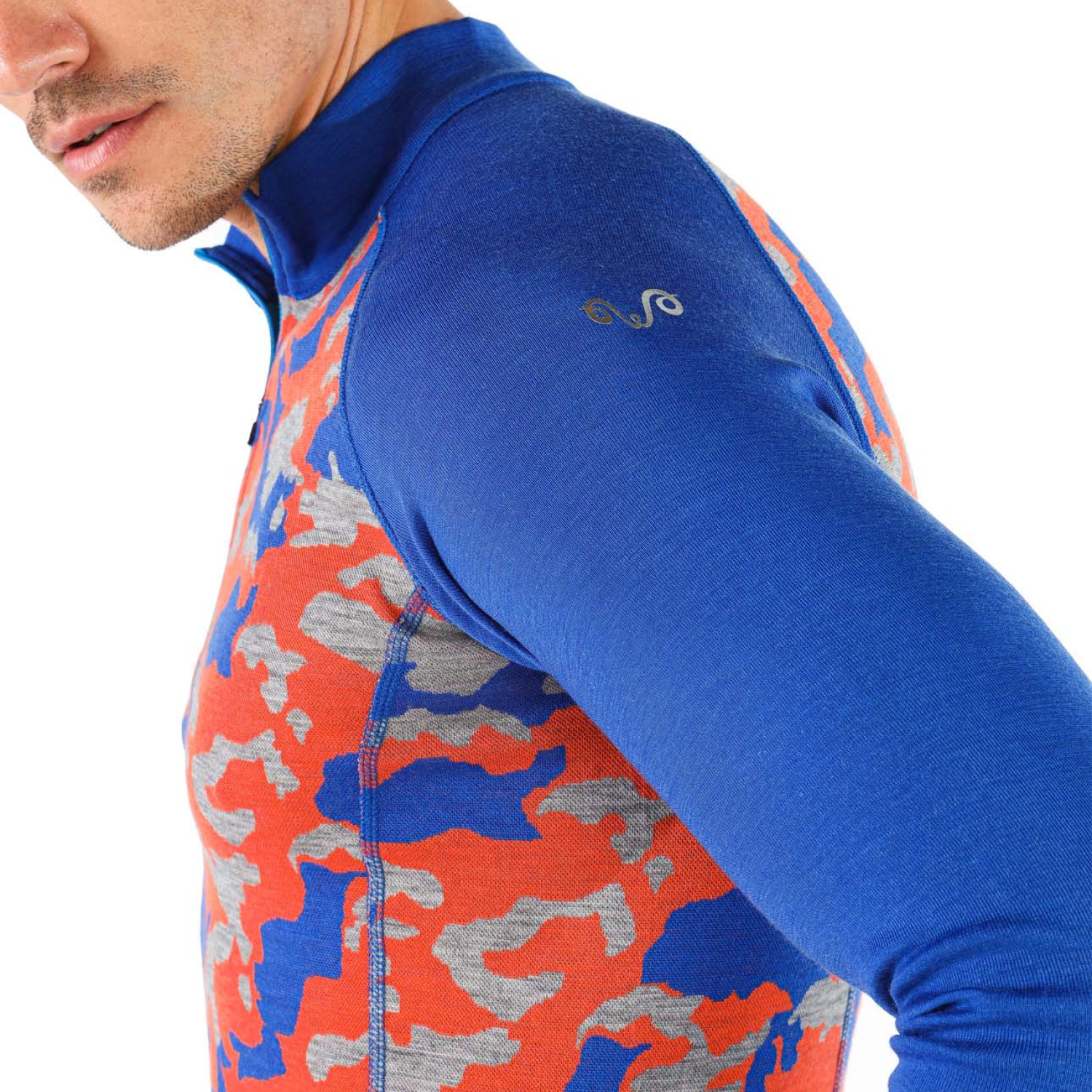 Men's Merino Asker Zip Long Sleeve Tee Shirts Top Base Layer  Blue