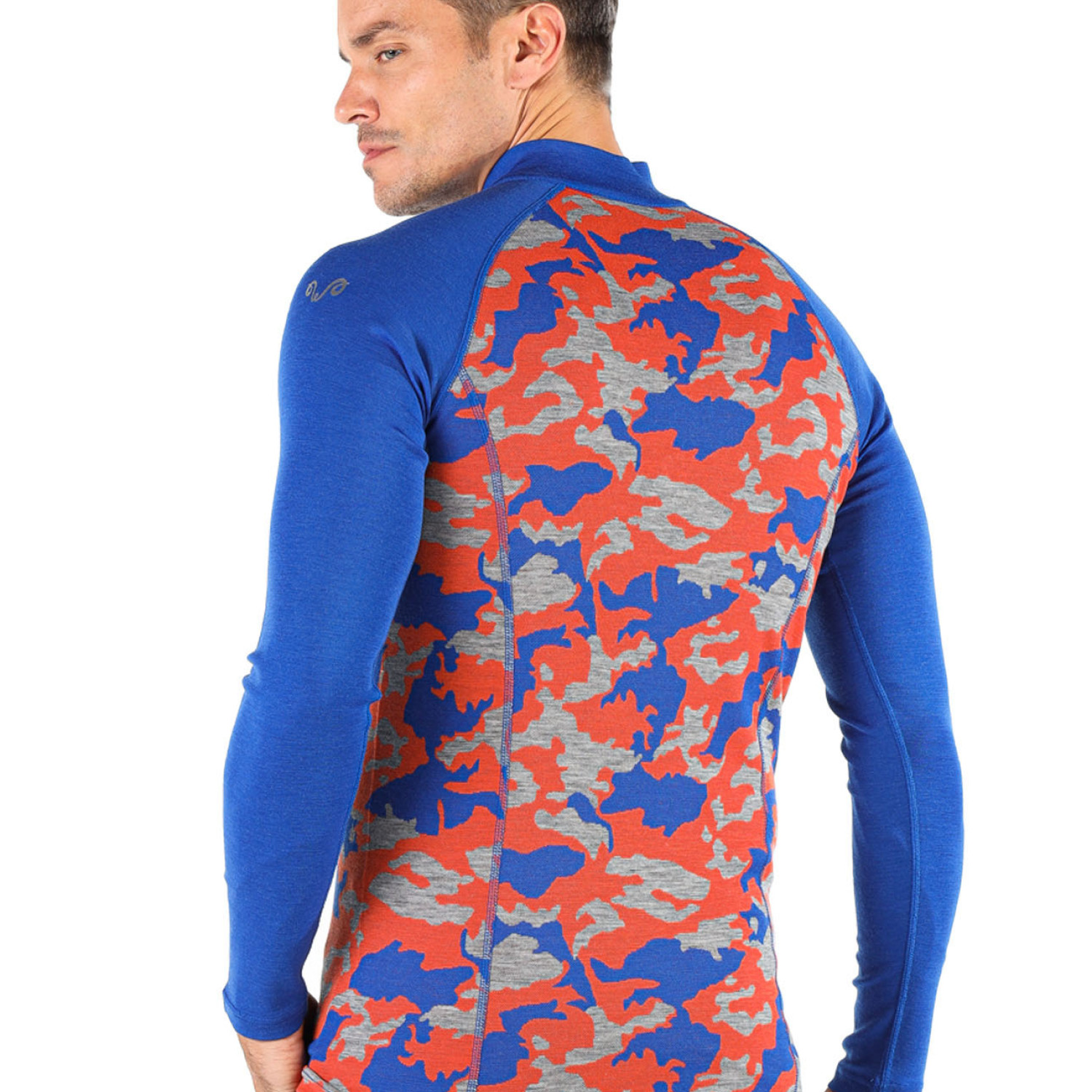 Men's Merino Asker Zip Long Sleeve Tee Shirts Top Base Layer  Blue