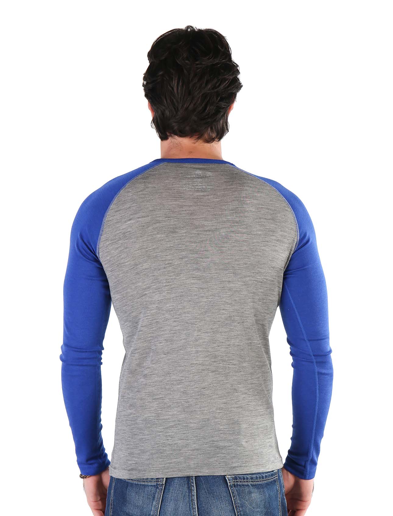 Men's Merino Brant Long Sleeve Tee Shirts Top Base Layer Blue