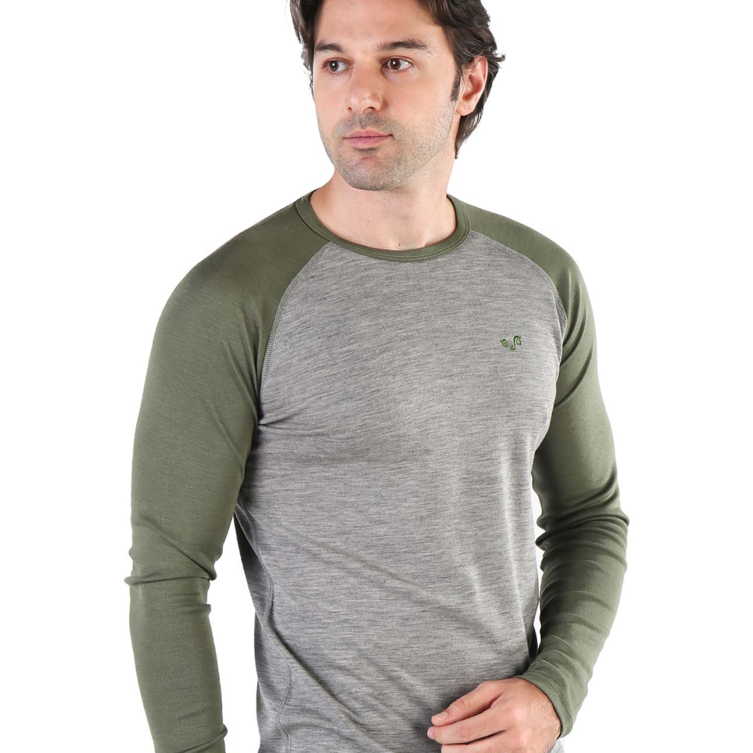 Men's Merino Brant Long Sleeve Tee Shirts Top Base Layer Green