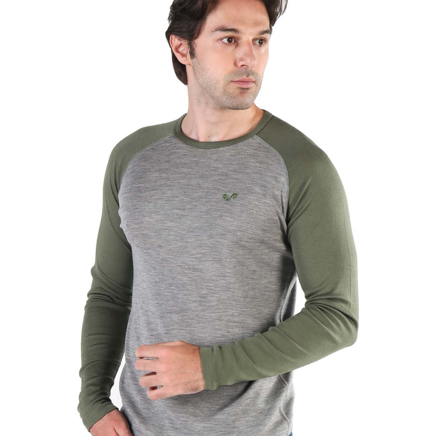 Men's Merino Brant Long Sleeve Tee Shirts Top Base Layer Green