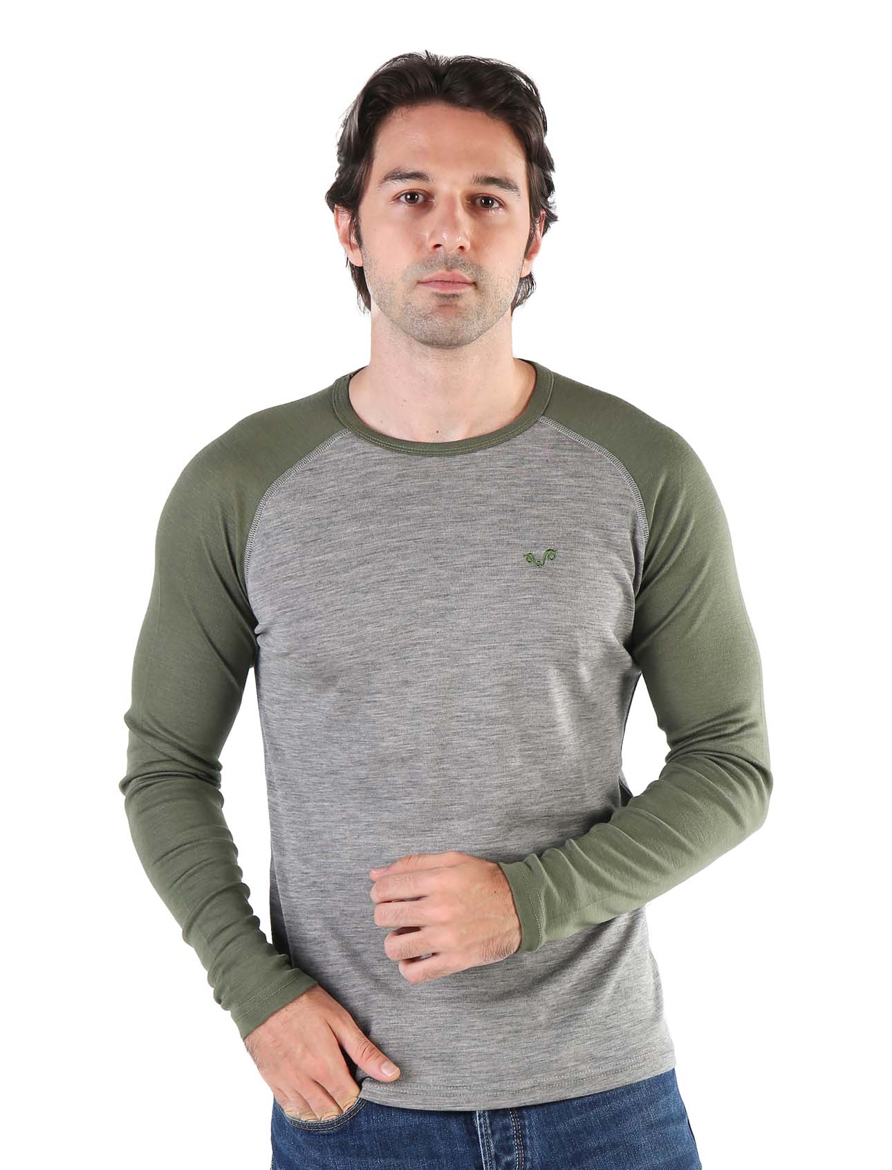 Men's Merino Brant Long Sleeve Tee Shirts Top Base Layer Green
