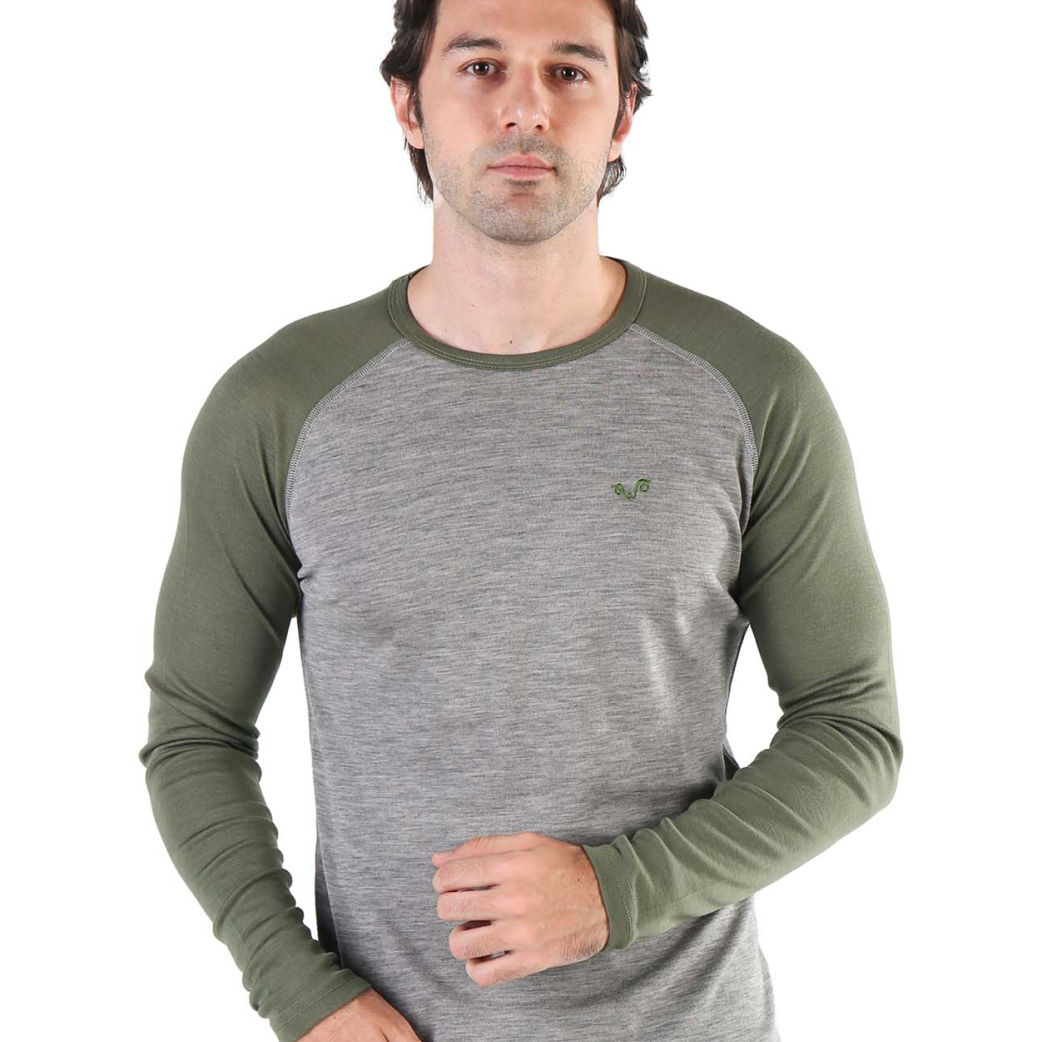 Men's Merino Brant Long Sleeve Tee Shirts Top Base Layer Green