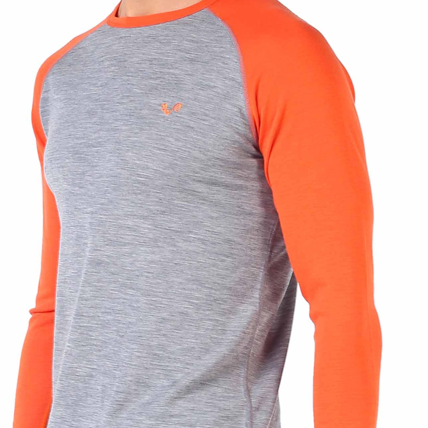 Men's Merino Brant Long Sleeve Tee Shirts Top Base Layer Orange