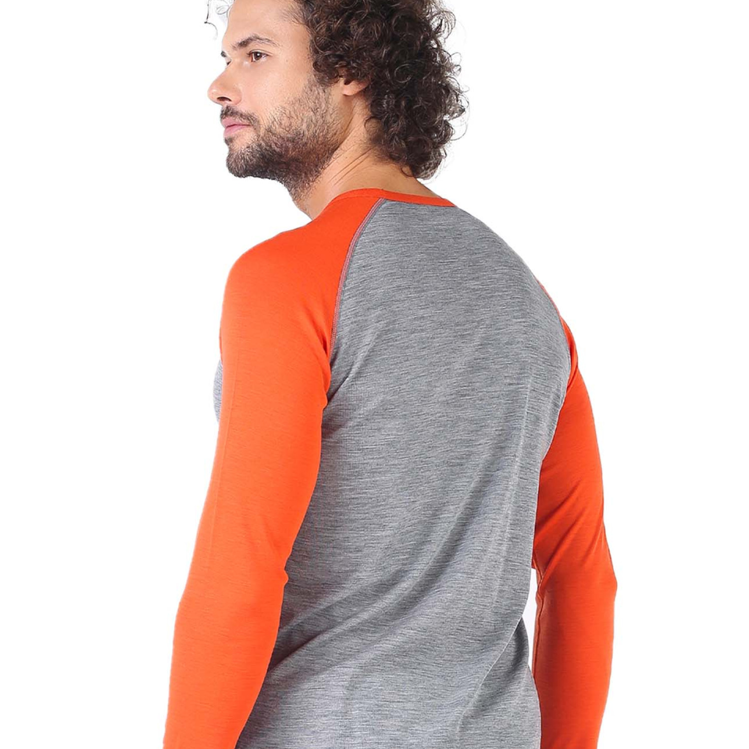 Men's Merino Brant Long Sleeve Tee Shirts Top Base Layer Orange