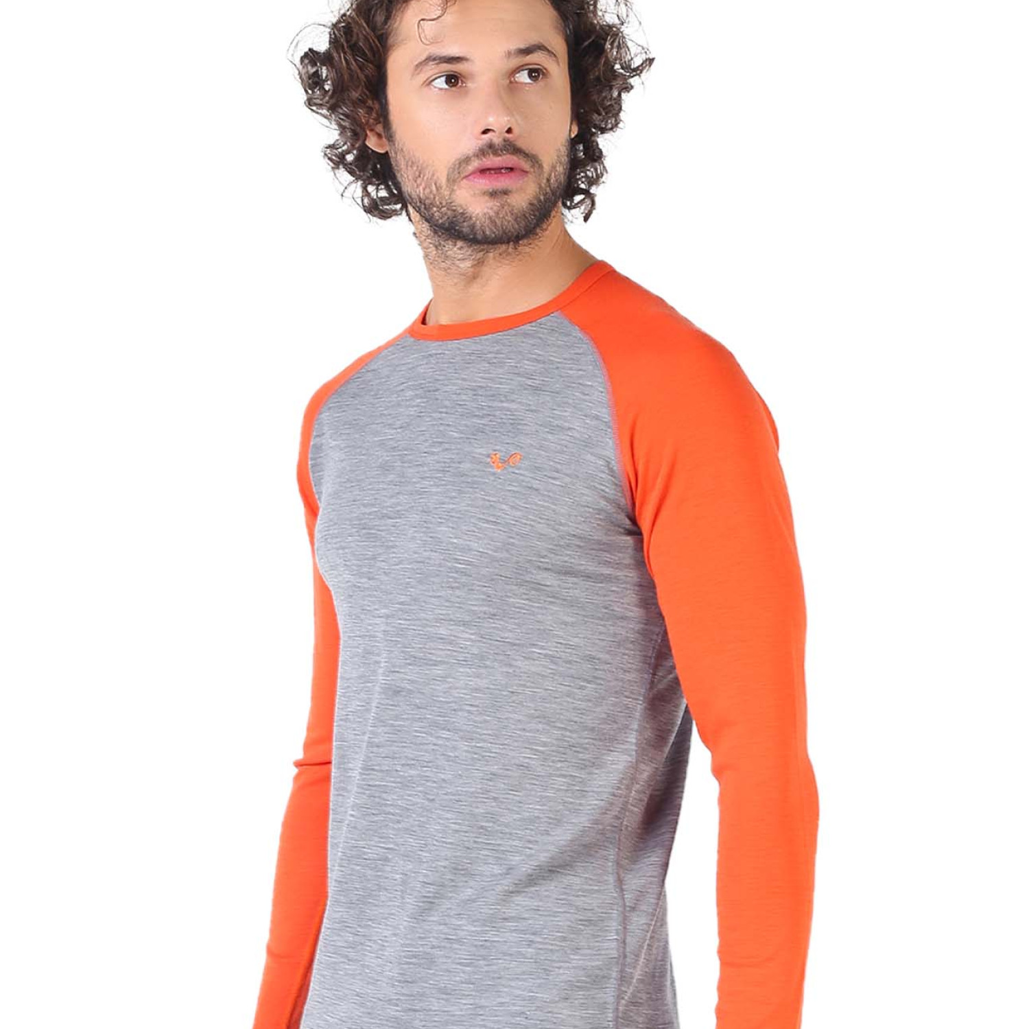 Men's Merino Brant Long Sleeve Tee Shirts Top Base Layer Orange