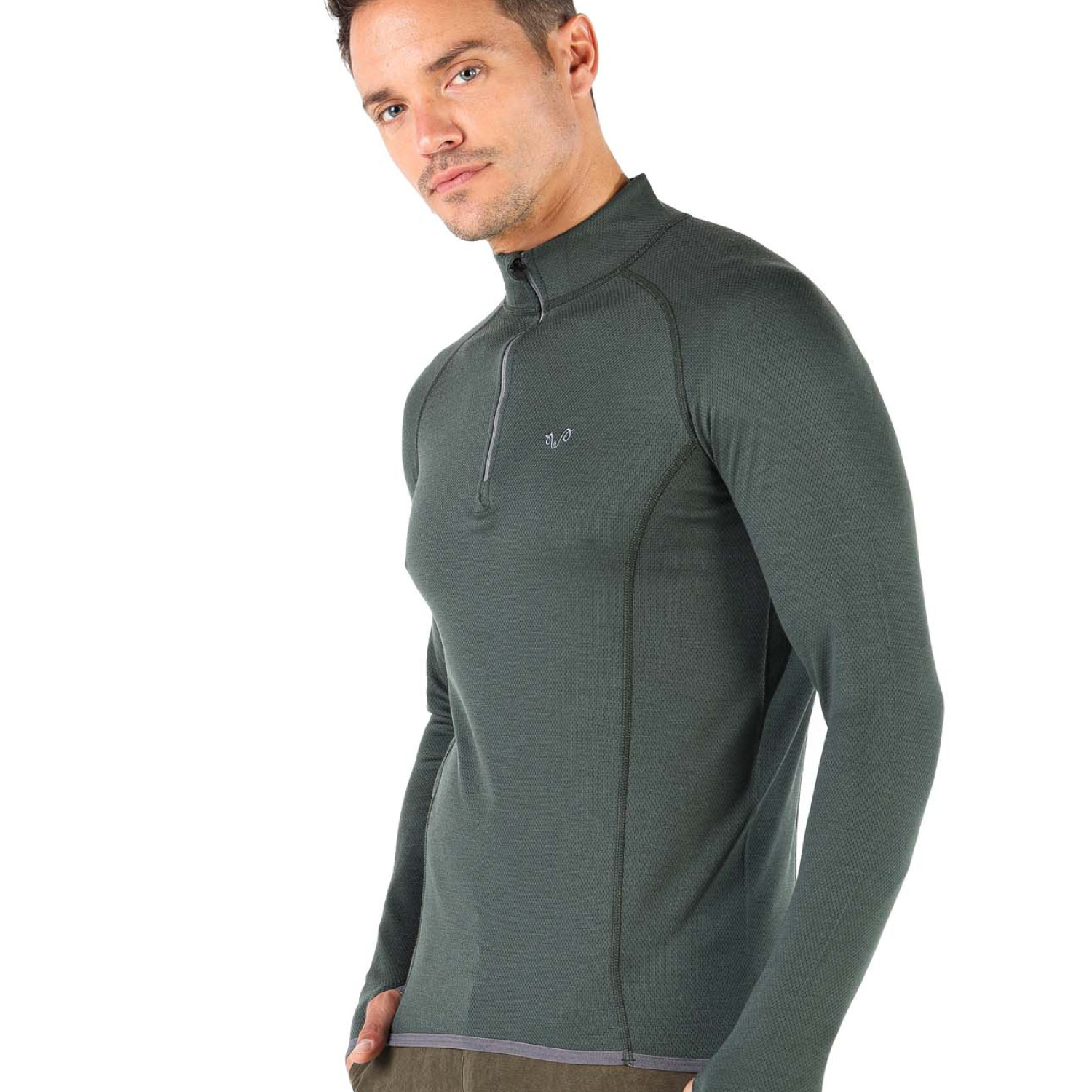 Men's Merino Halldor Long Sleeve Tee Shirts Top Base Layer Green