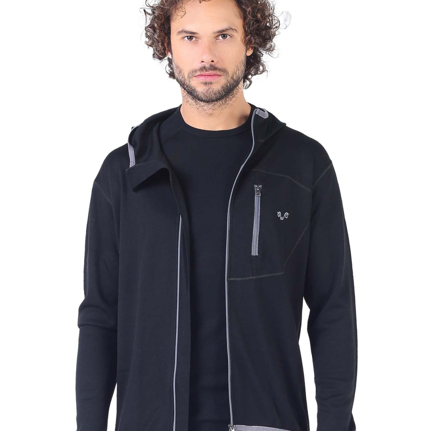 Men's  Merino Maestro Thermal Hooded Sweatshirt Zip Black