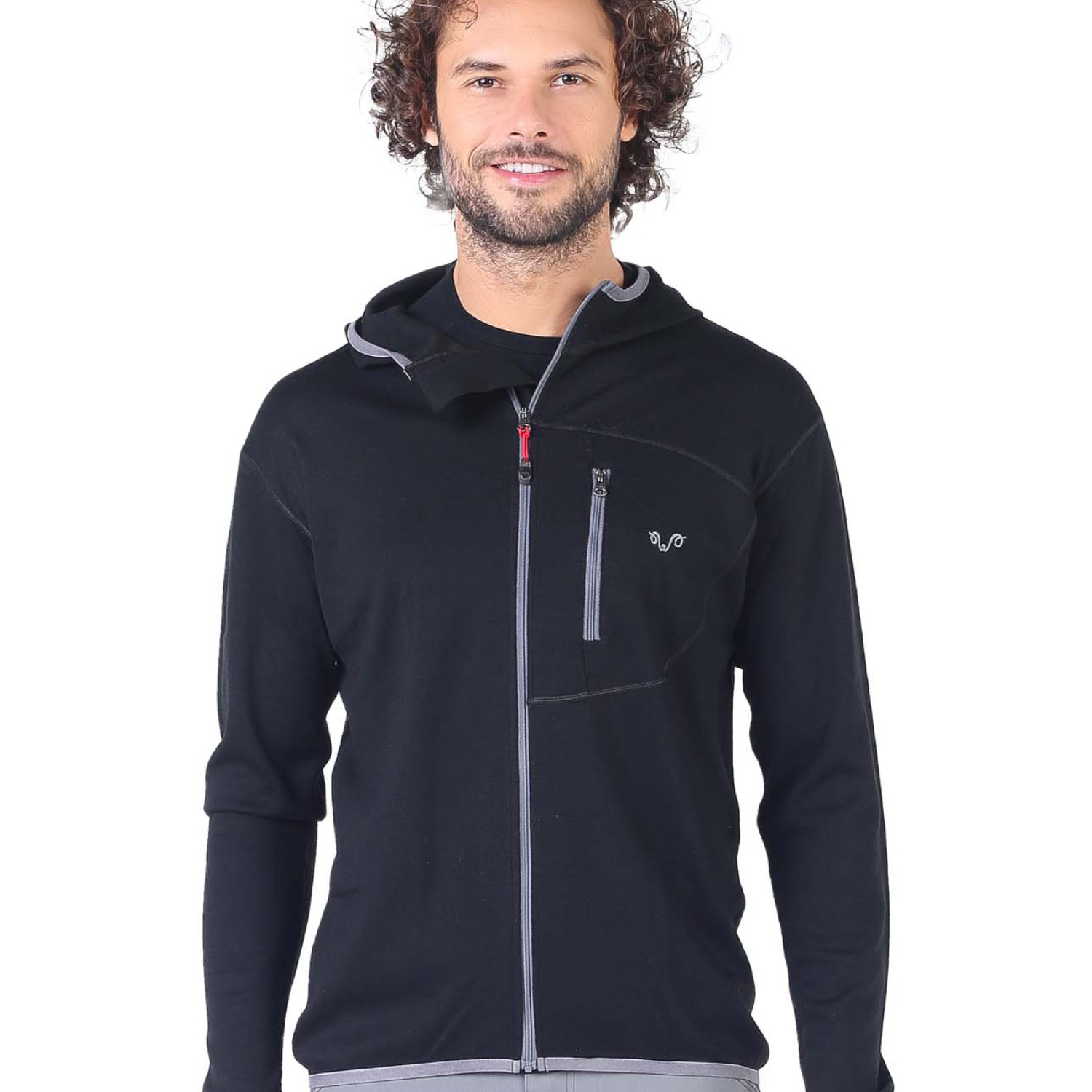 Men's  Merino Maestro Thermal Hooded Sweatshirt Zip Black