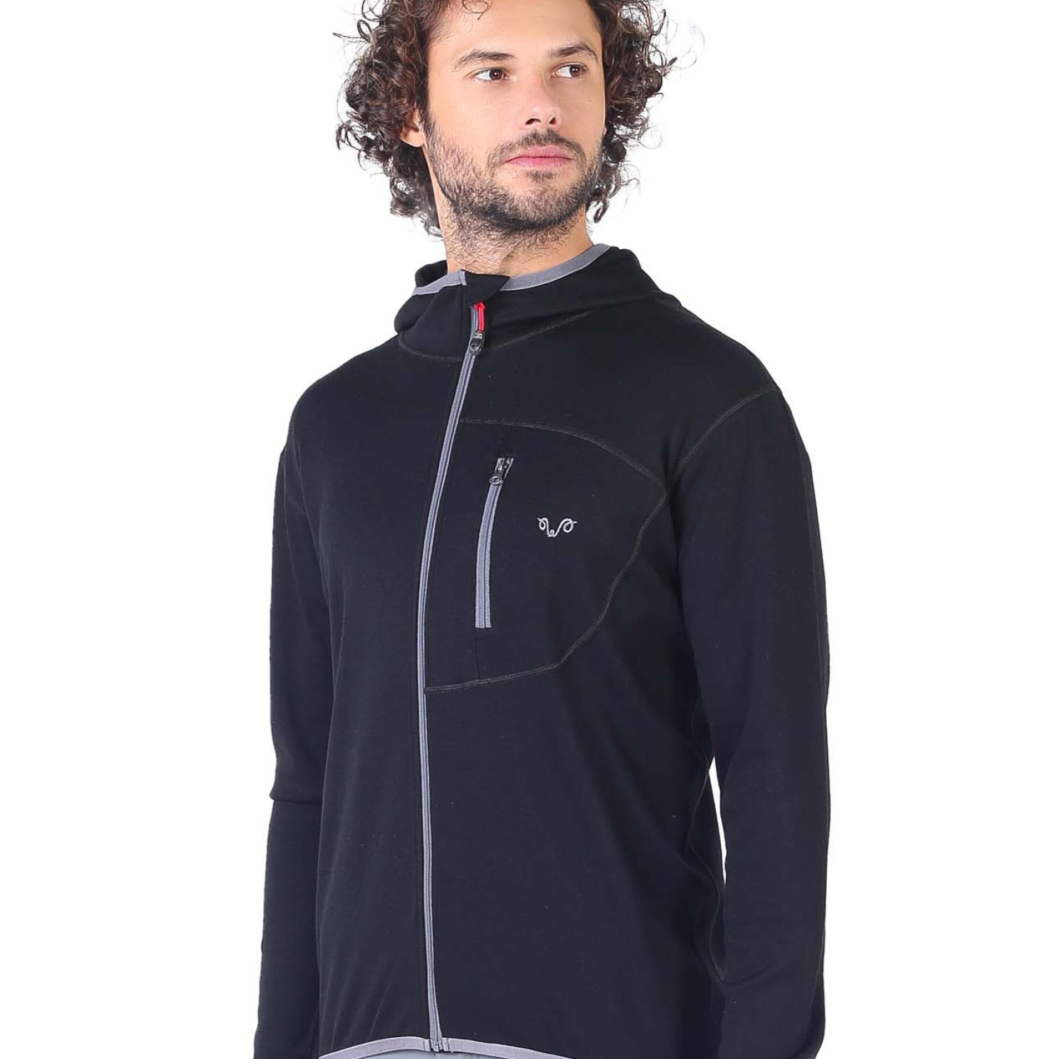 Men's  Merino Maestro Thermal Hooded Sweatshirt Zip Black