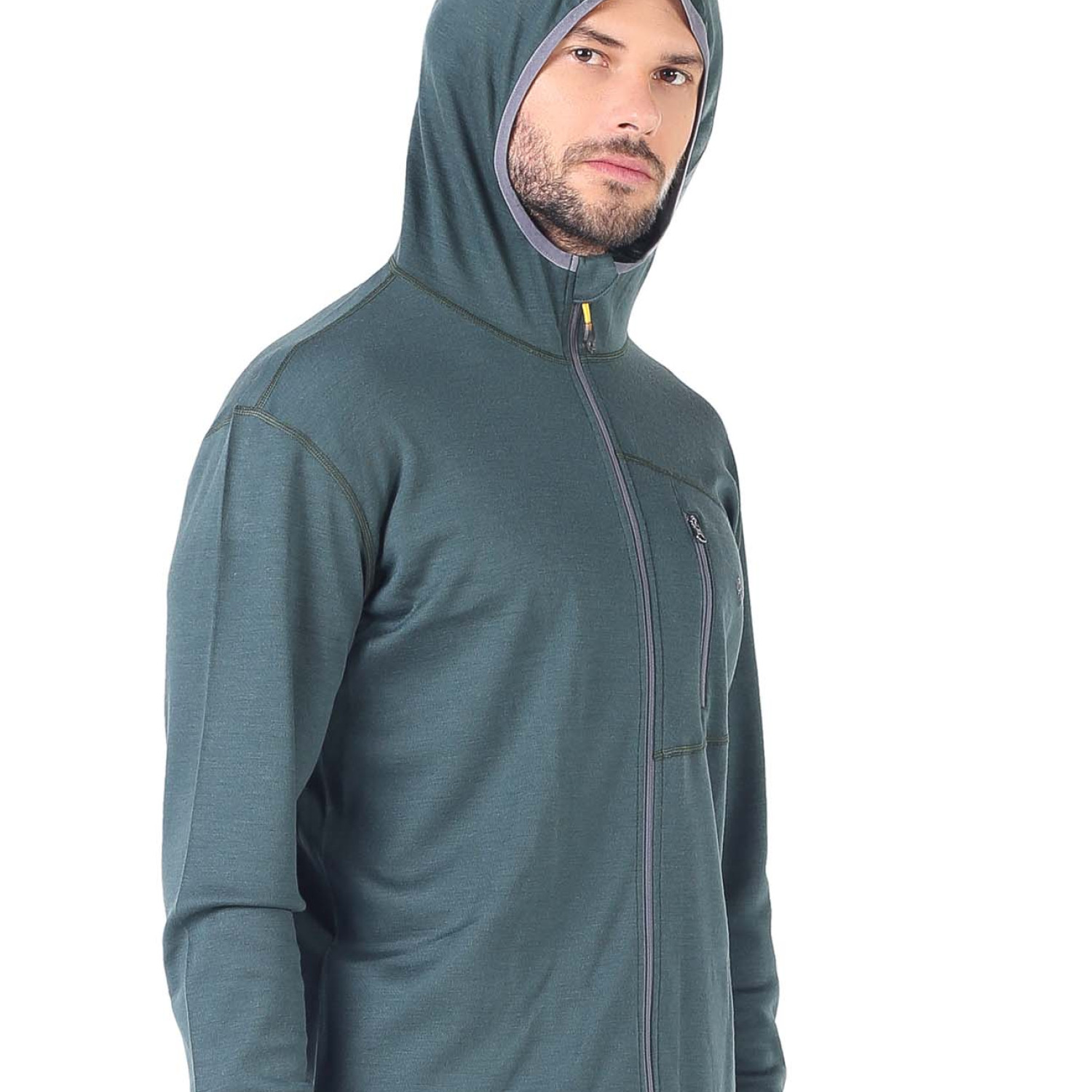 Men's  Merino Maestro Thermal Hooded Sweatshirt Zip Green
