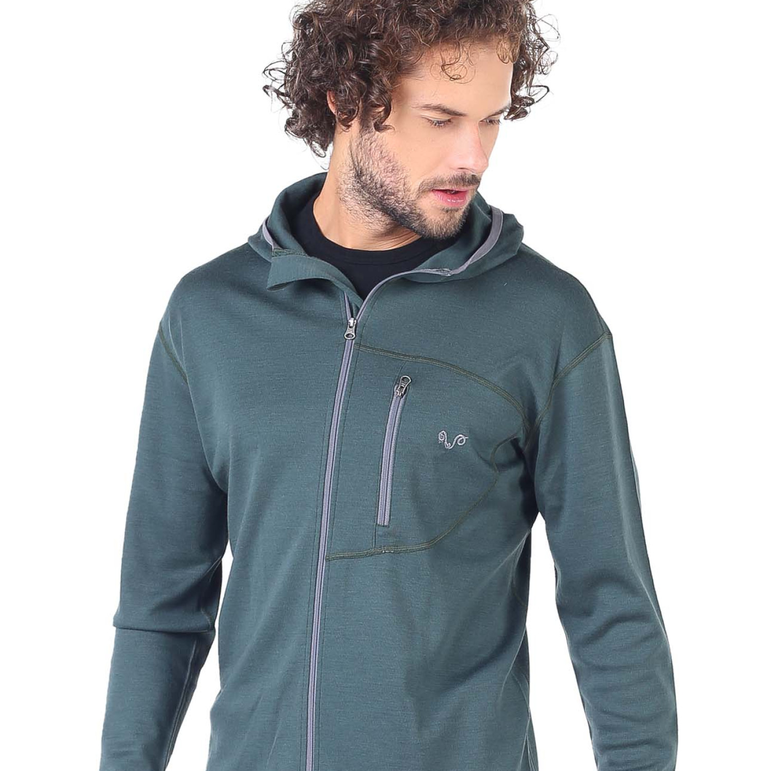 Men's  Merino Maestro Thermal Hooded Sweatshirt Zip Green