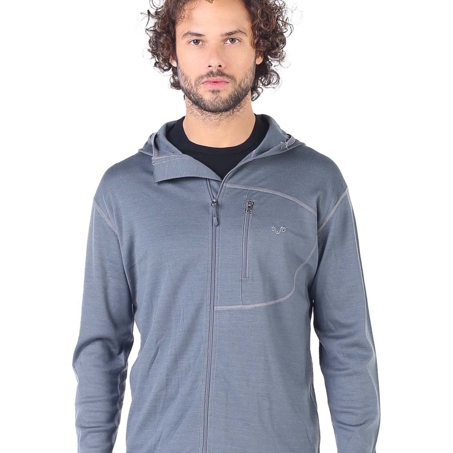 Men's  Merino Maestro Thermal Hooded Sweatshirt Zip Gray
