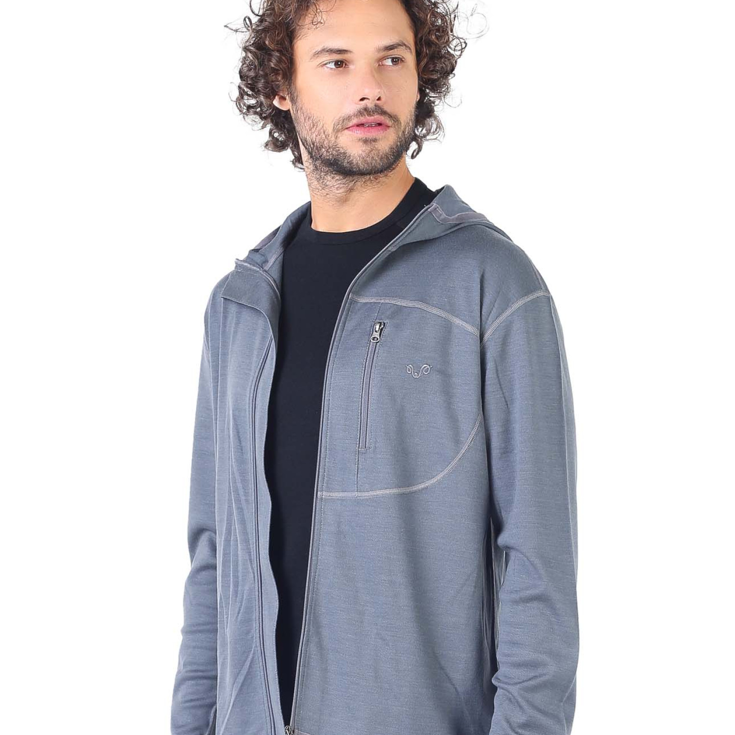 Men's  Merino Maestro Thermal Hooded Sweatshirt Zip Gray