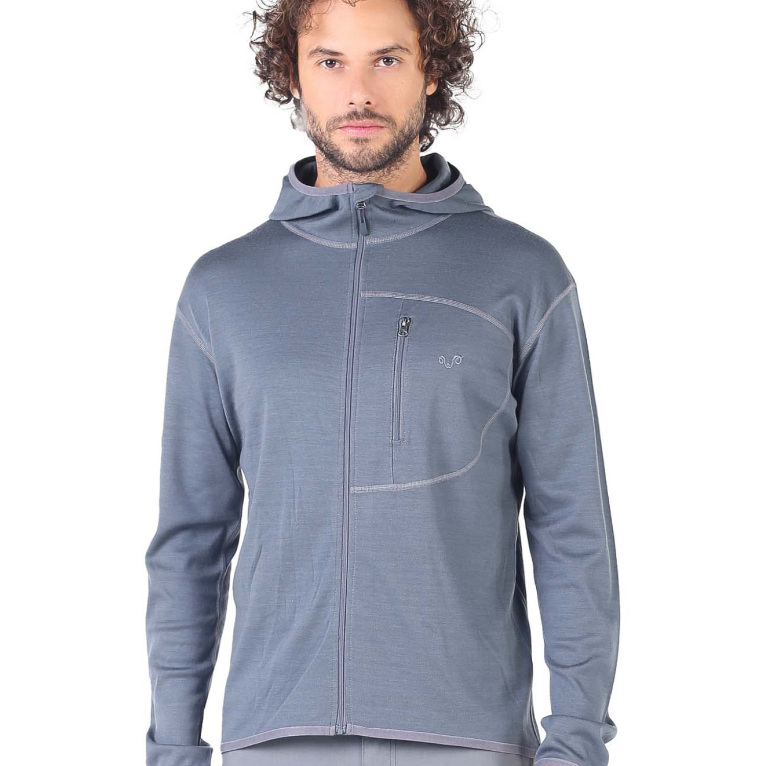 Men's  Merino Maestro Thermal Hooded Sweatshirt Zip Gray