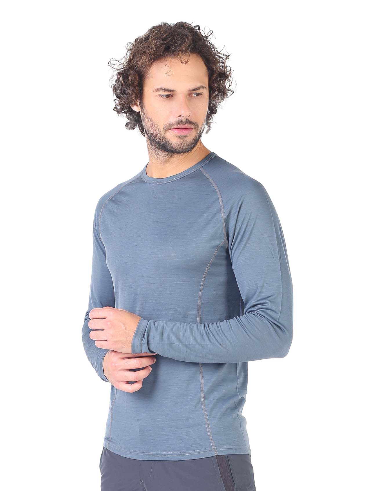 Men's Merino Eris Long Sleeve Tee Shirts Top Base Layer Gray