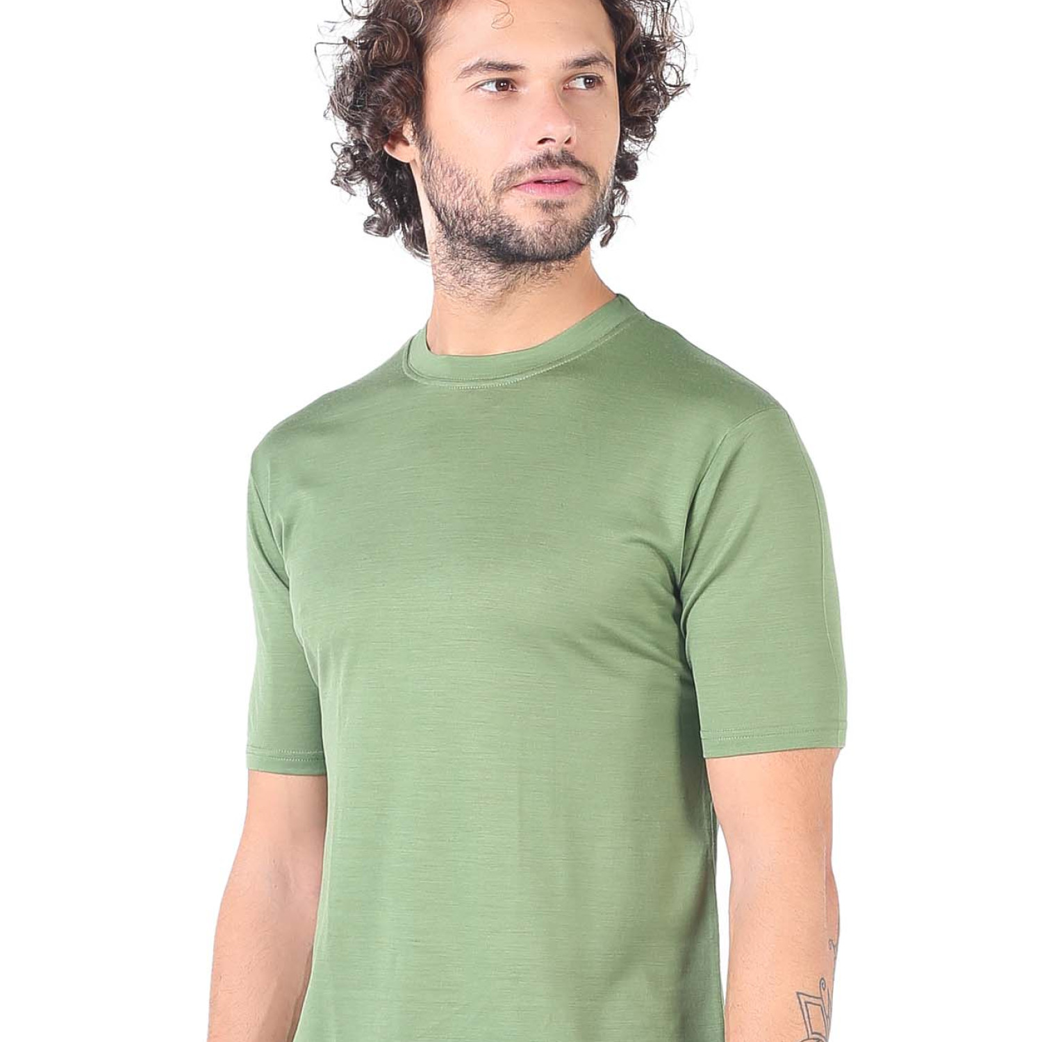 Men's Merino Notus Short Sleeve T-Shirt Crew Neck Green