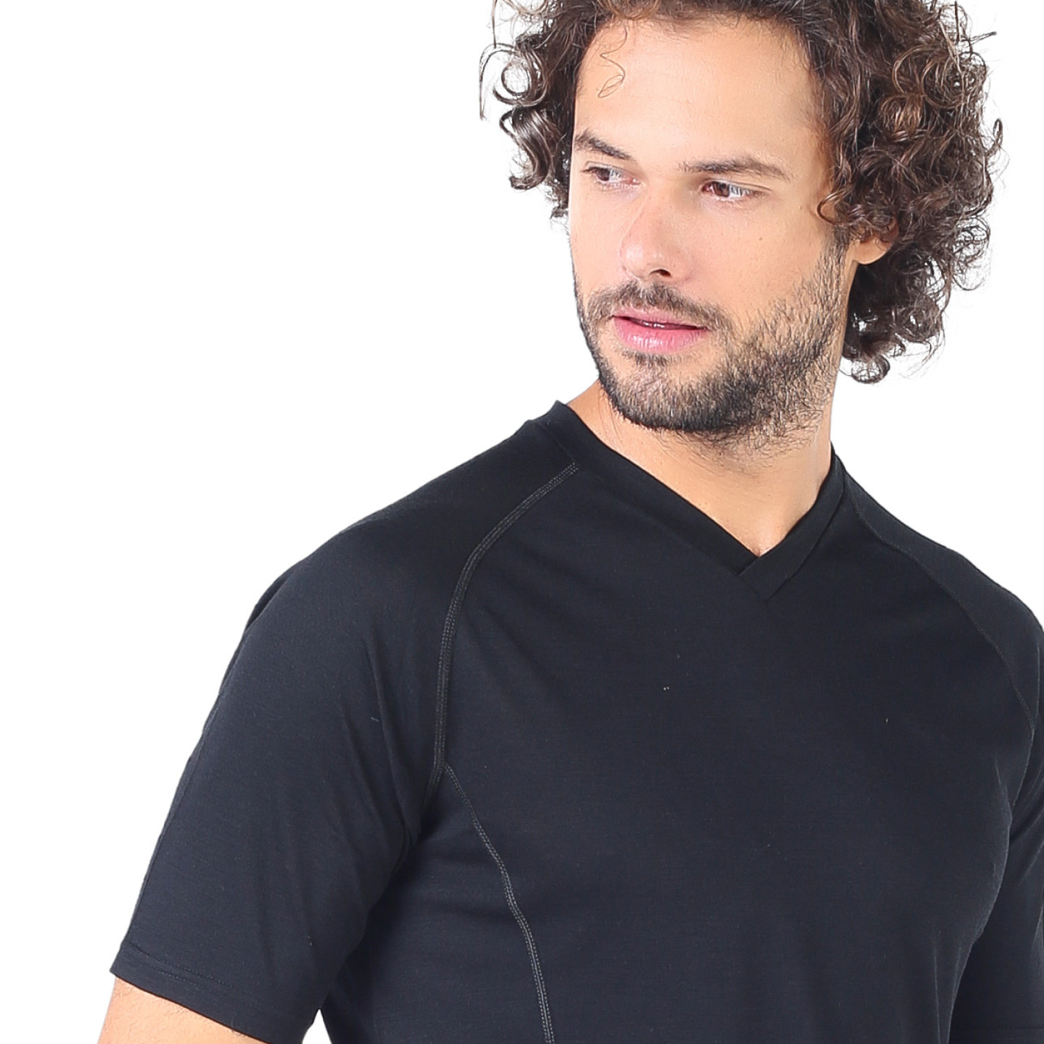 Men's Merino Zonda Short Sleeve T-Shirt V Neck Black
