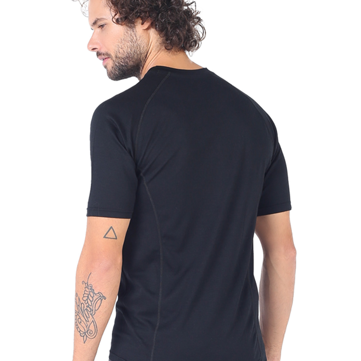 Men's Merino Zonda Short Sleeve T-Shirt V Neck Black