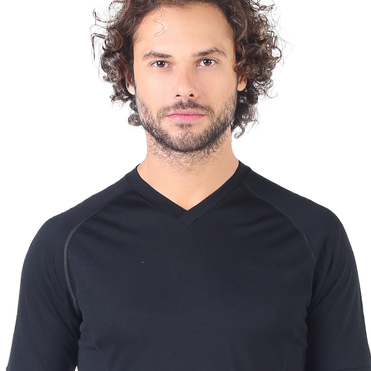 Men's Merino Zonda Short Sleeve T-Shirt V Neck Black