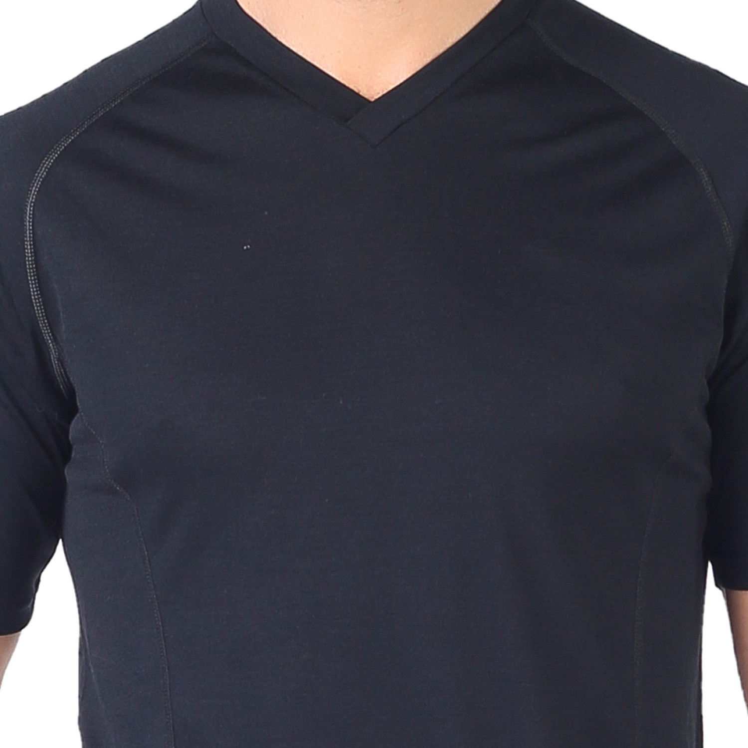 Men's Merino Zonda Short Sleeve T-Shirt V Neck Black