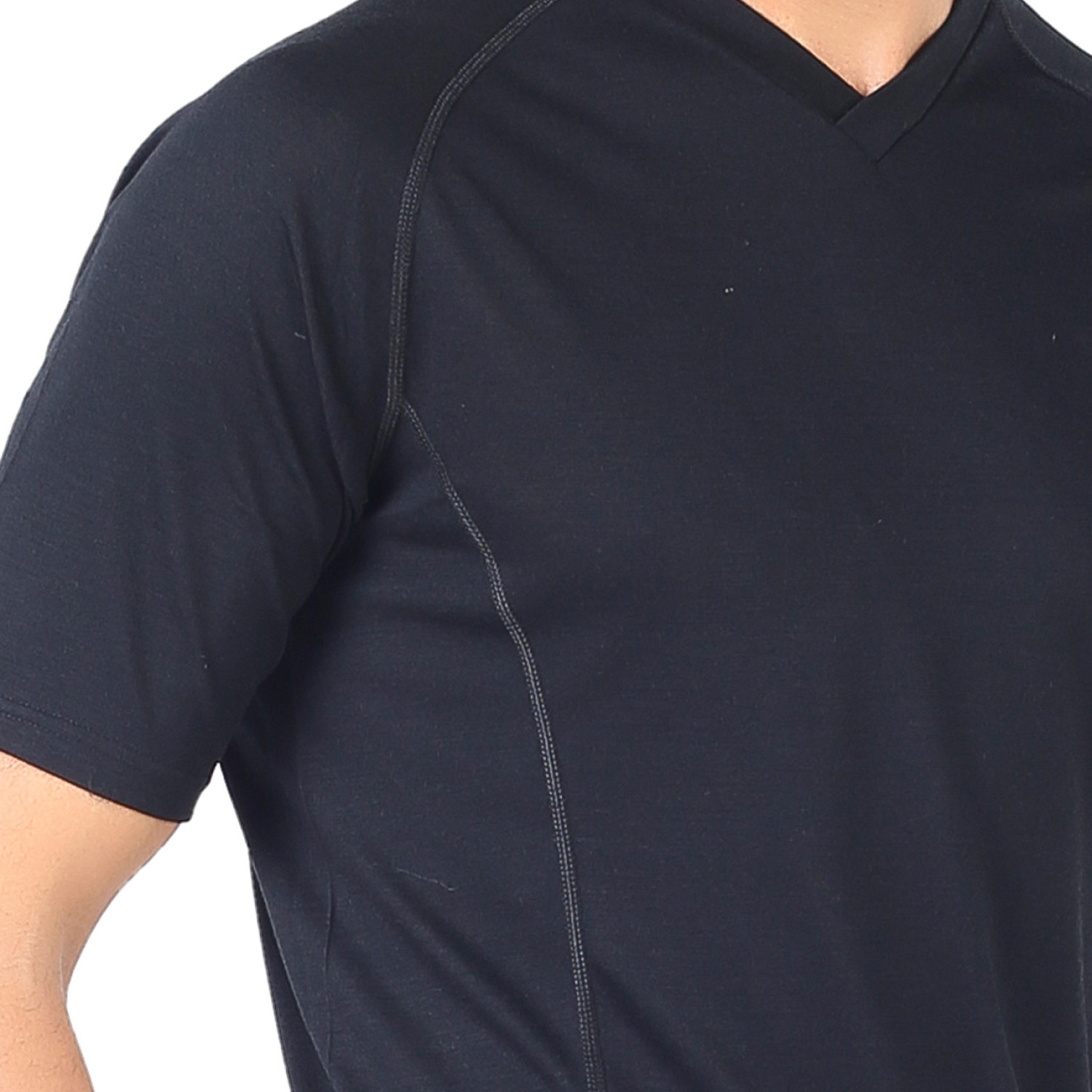 Men's Merino Zonda Short Sleeve T-Shirt V Neck Black