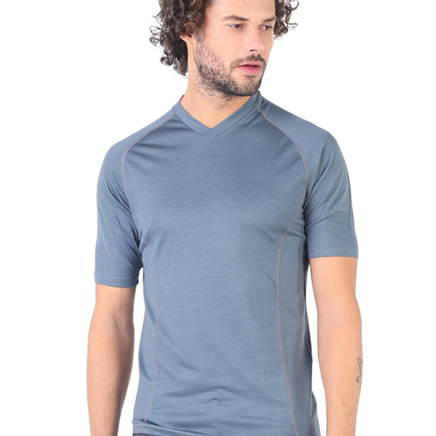 Men's Merino Zonda Short Sleeve T-Shirt V Neck Gray