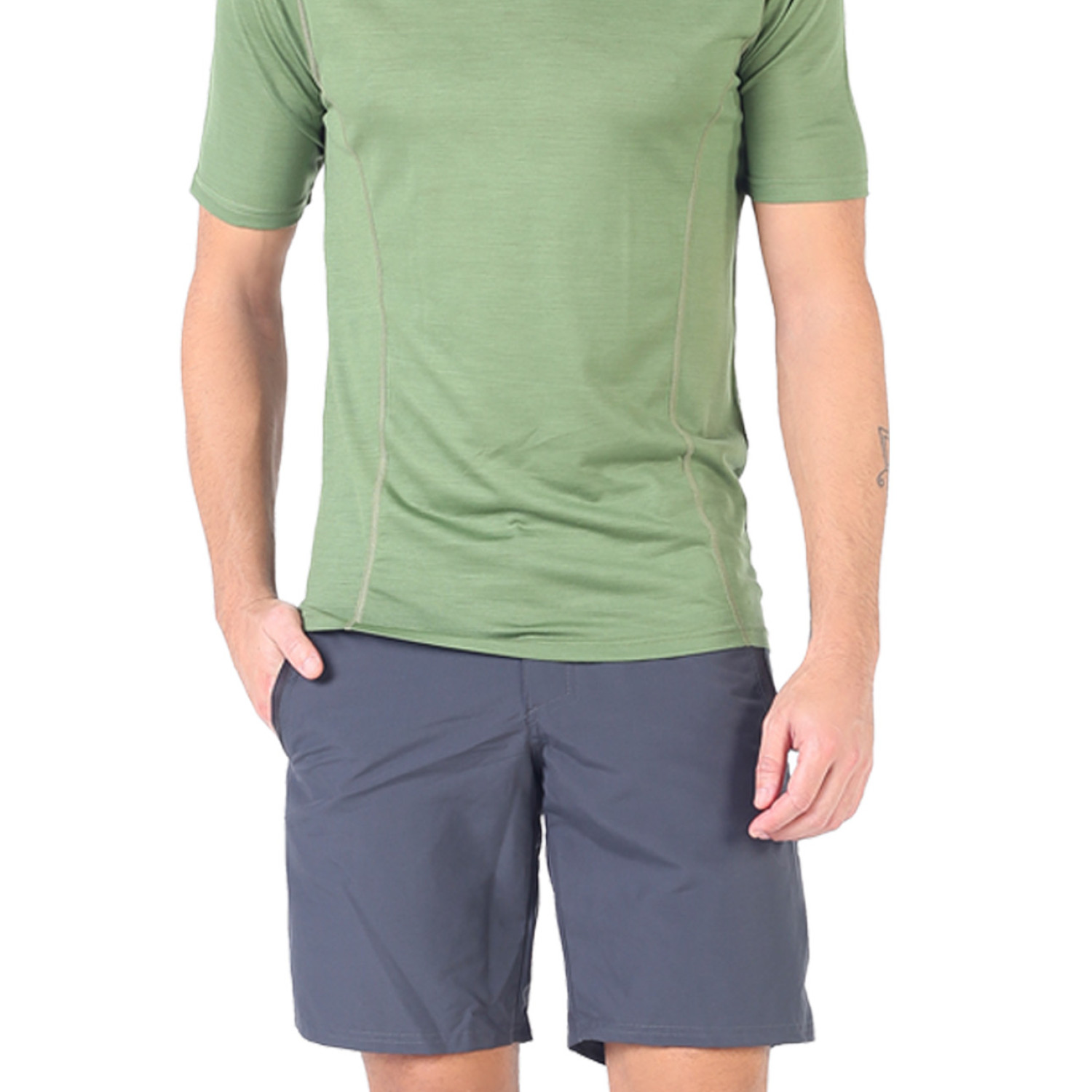 Men's Merino Zonda Short Sleeve T-Shirt V Neck Green
