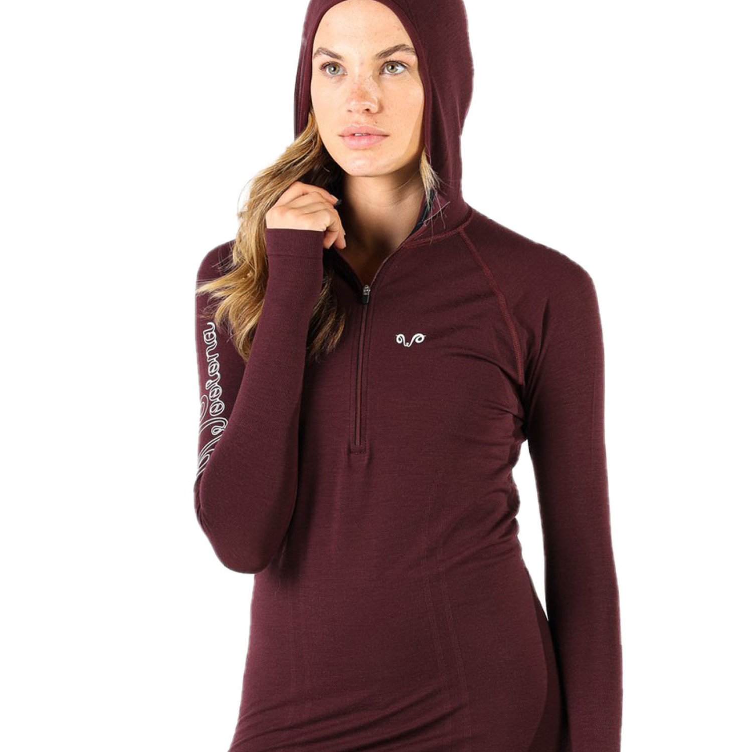 Women's Merino Docca Long Sleeve Zip Hoodie Damson