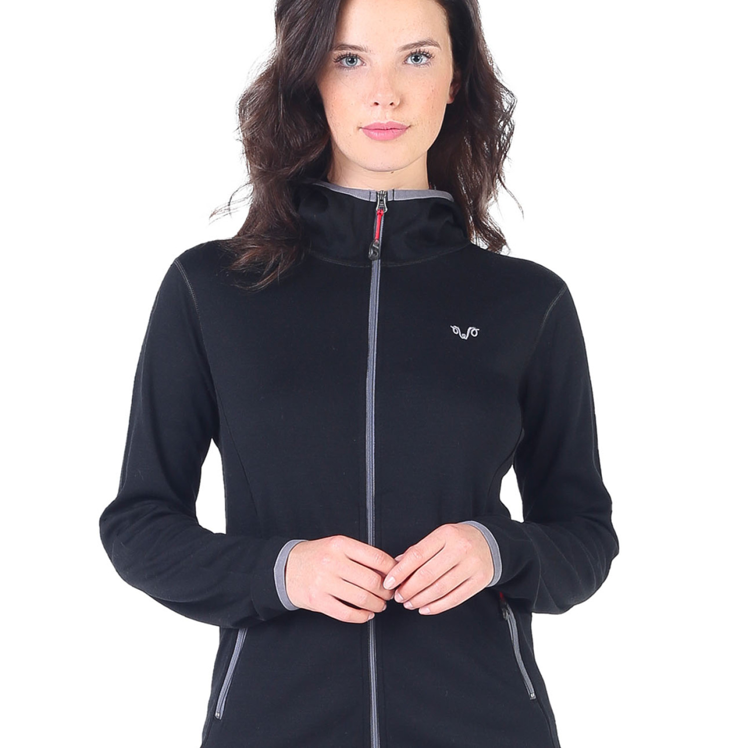 Women's Merino Marin Long Sleeve Zip Hoodie Black