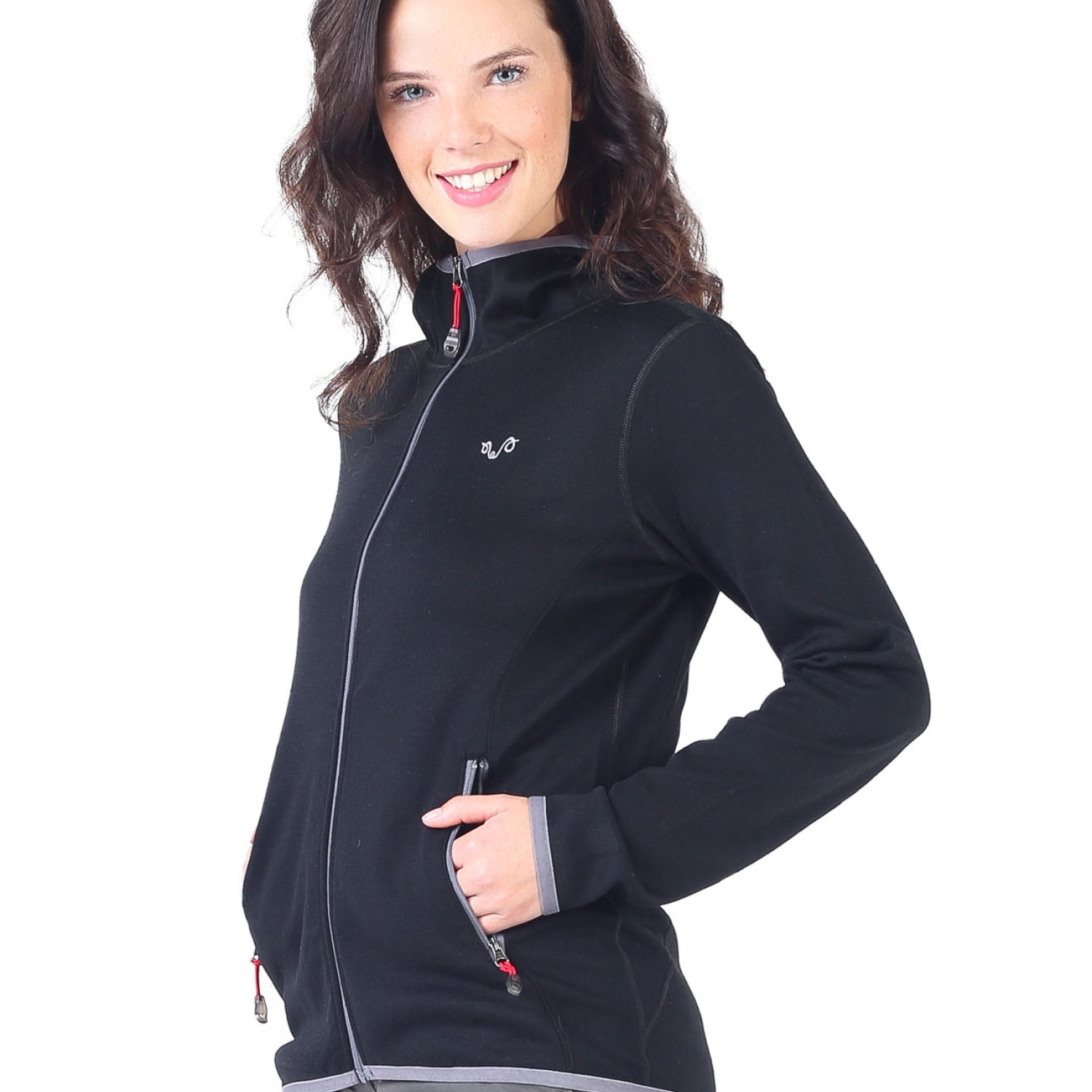 Women's Merino Marin Long Sleeve Zip Hoodie Black