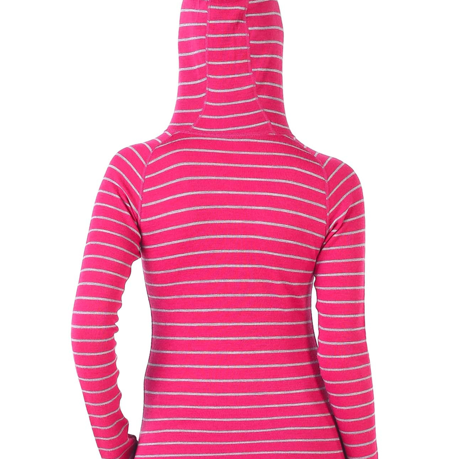 Women's Merino Skadi Long Sleeve Zip Hoodie Striped Pink