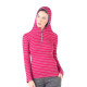 Women's Merino Skadi Long Sleeve Zip Hoodie Striped Pink