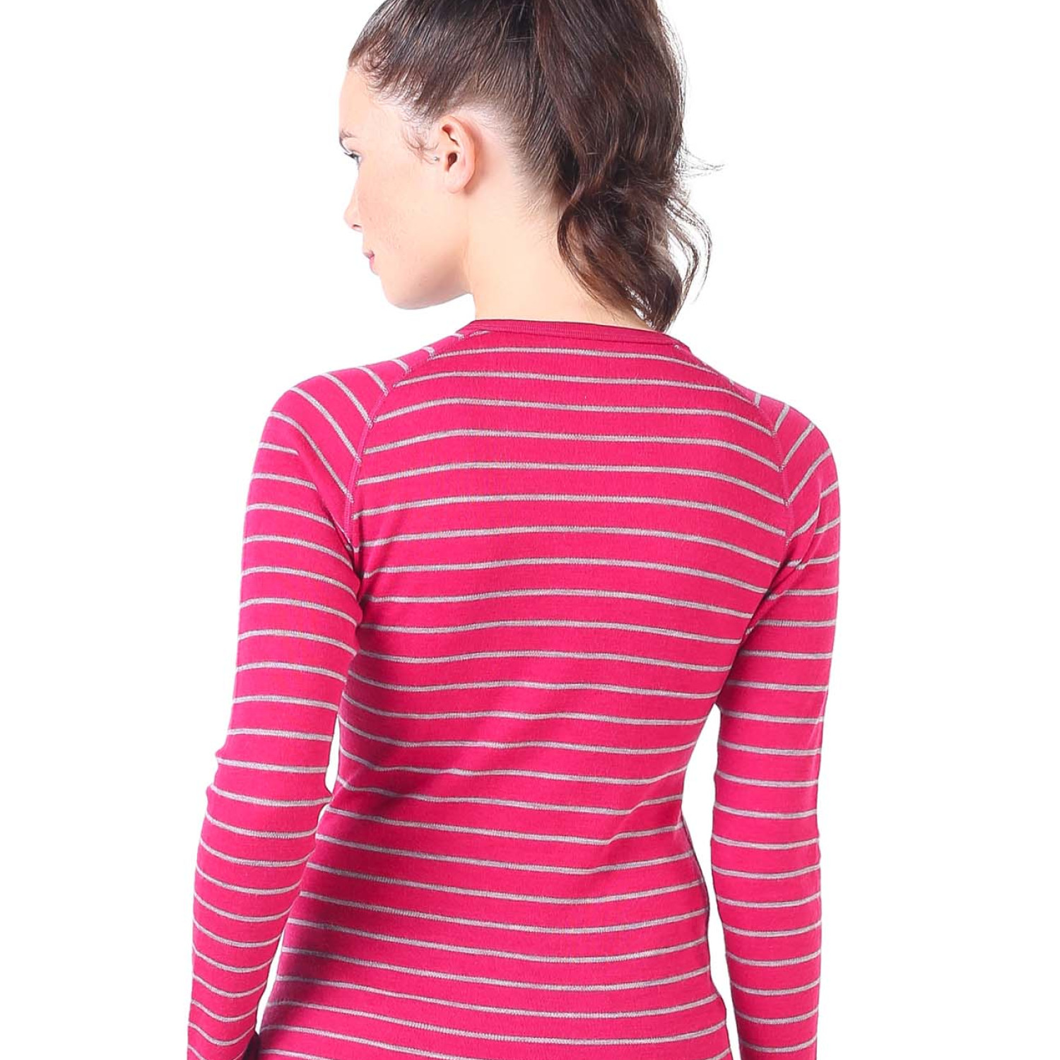 Women's Merino Skadi Long Sleeve Top Base Layer Striped Pink