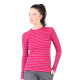 Women's Merino Skadi Long Sleeve Top Base Layer Striped Pink