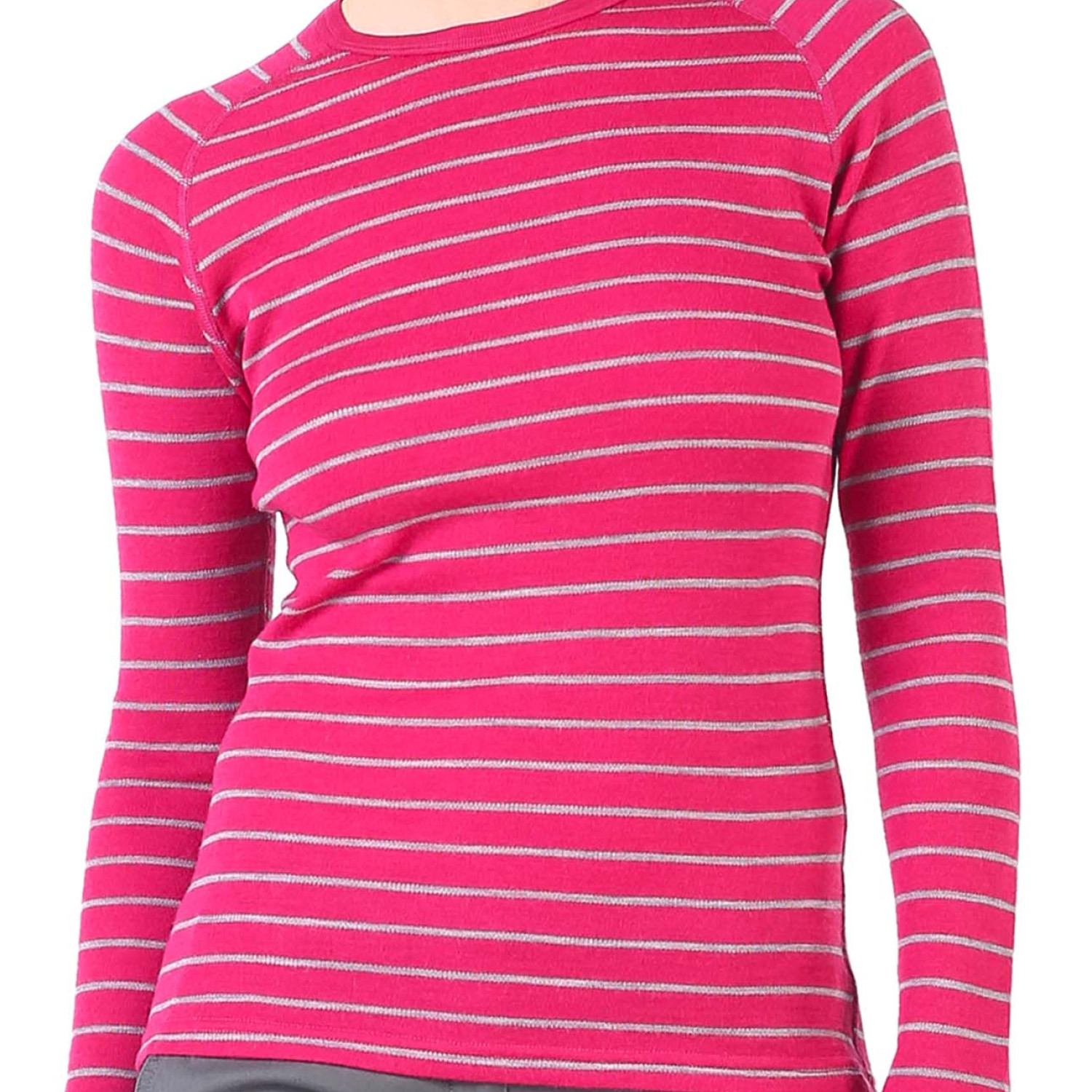 Women's Merino Skadi Long Sleeve Top Base Layer Striped Pink